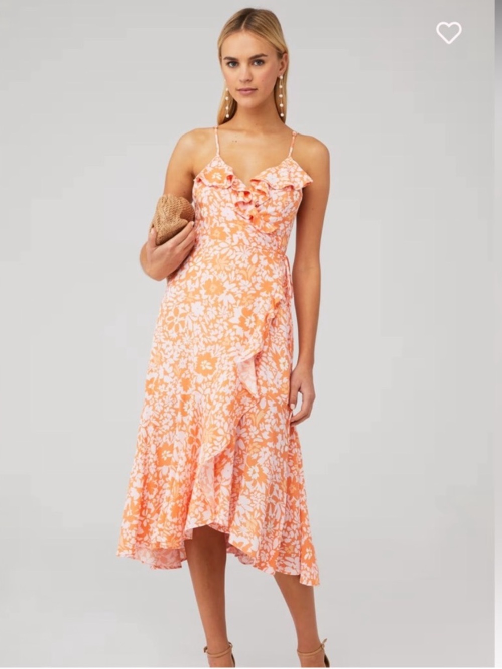 MINKPINK Marli Floral Print Ruffle Midi Wrap Dress NWT $139